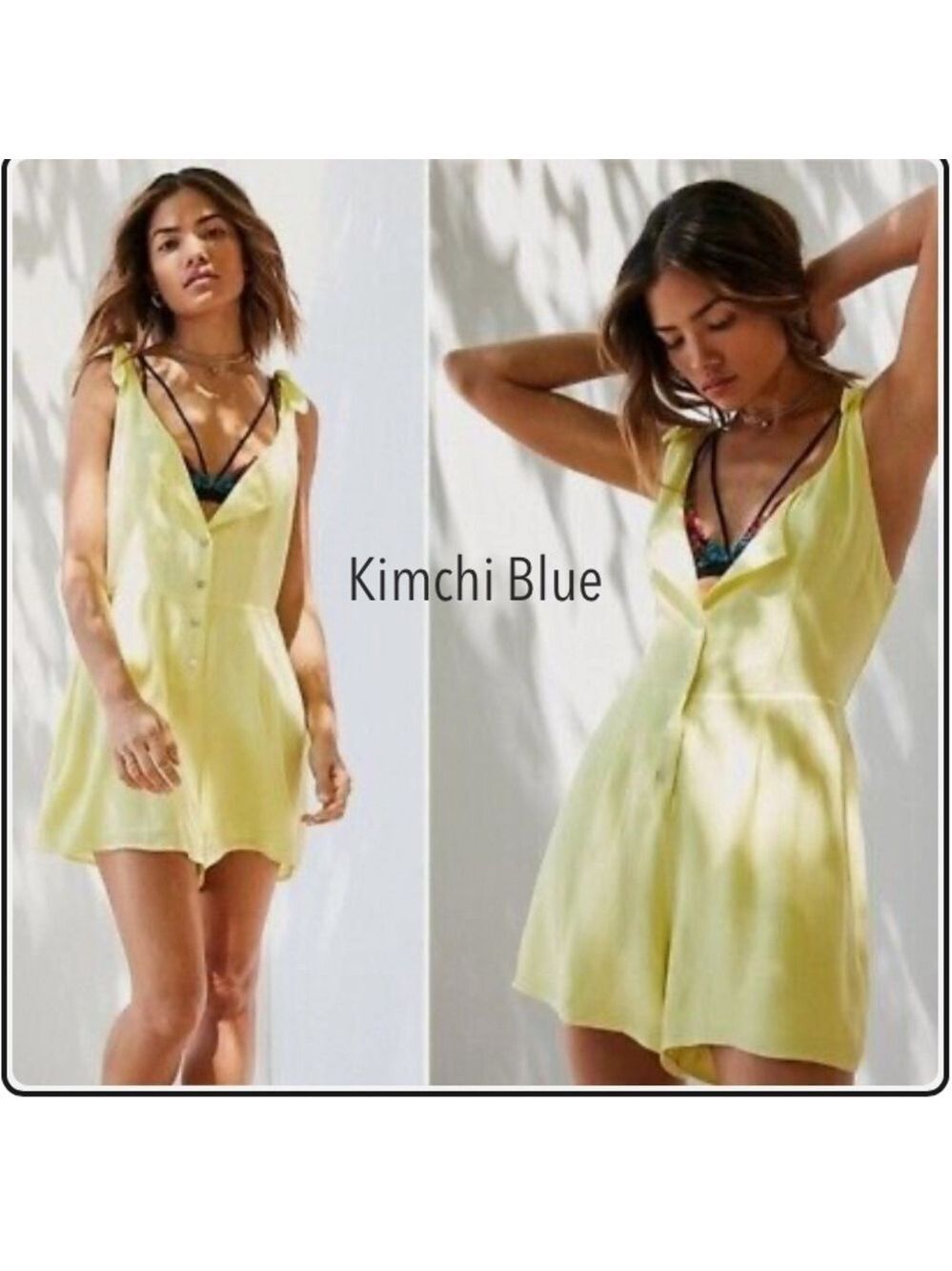 NWOT from Nordstrom Kimchi Blue Button Down Gauze Romper in Sunny Yellow size SM